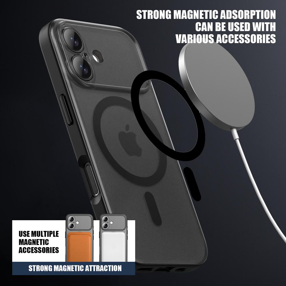 KEYSION Matte Case for MagSafe for iPhone 17 Silicone+PC Translucent Wireless Charging Shockproof Phone Back Cover for iPhone 17