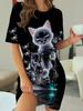 Women's Pajama Set Featuring White Cat. Black Leopardtiger Print. and Dragonfly Pattern. A Sweet Holiday Gift. This Comfortable and Breathable Dress I