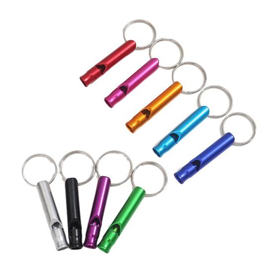 10Pcs Emergency Whistles with Keychain Heavy Duty Aluminum Alloy Outdoor Camping Hiking Hunting Survival Sports Dog Training Whistle with Key Ring