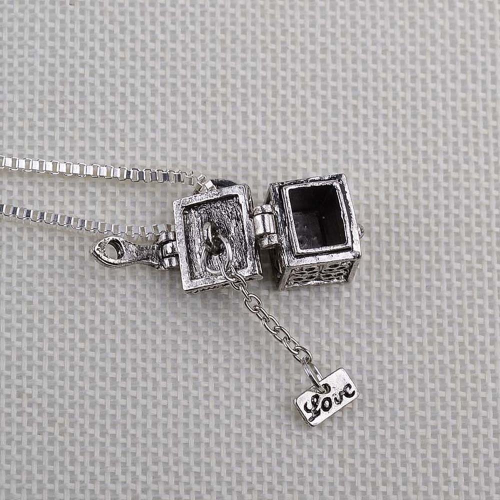 Keepsake Antique Silver Color Memorial Jewelry Vial Pendant Urn Necklace For Ashes Cremation