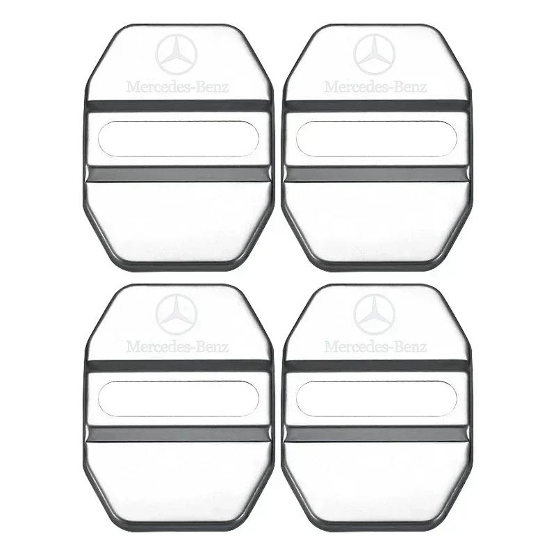 4PCS Car Door Lock Cover Protect Buckle Cover Latch Stop Anti Rust For Mercedes Benz AMG A B C E S Class GLC GLK GLE GLA CLA GLB