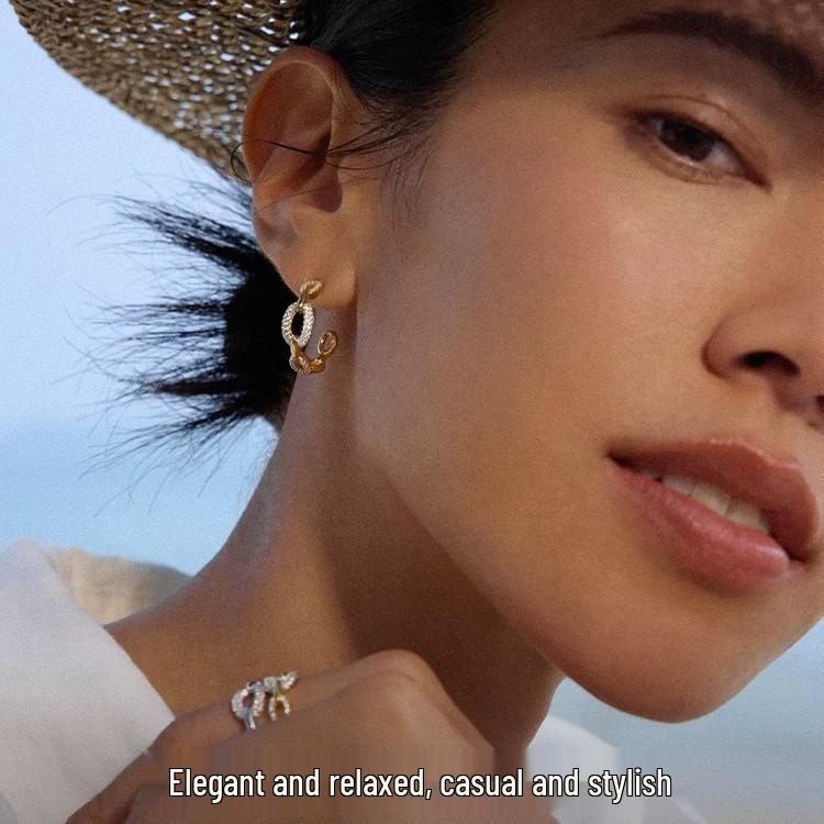 HEFANG Light Luxury Women's Chain Earrings - Fashionable and Versatile for Commuting or Dating, High-End Feel Ear Stud Accessories.