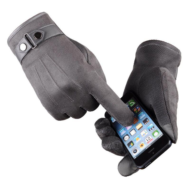 Herren Winter Warme Wildleder PU-Leder Fleecegefüttert Touchscreen Fahrhandschuhe Perfekt für Outdoor-Aktivitäten