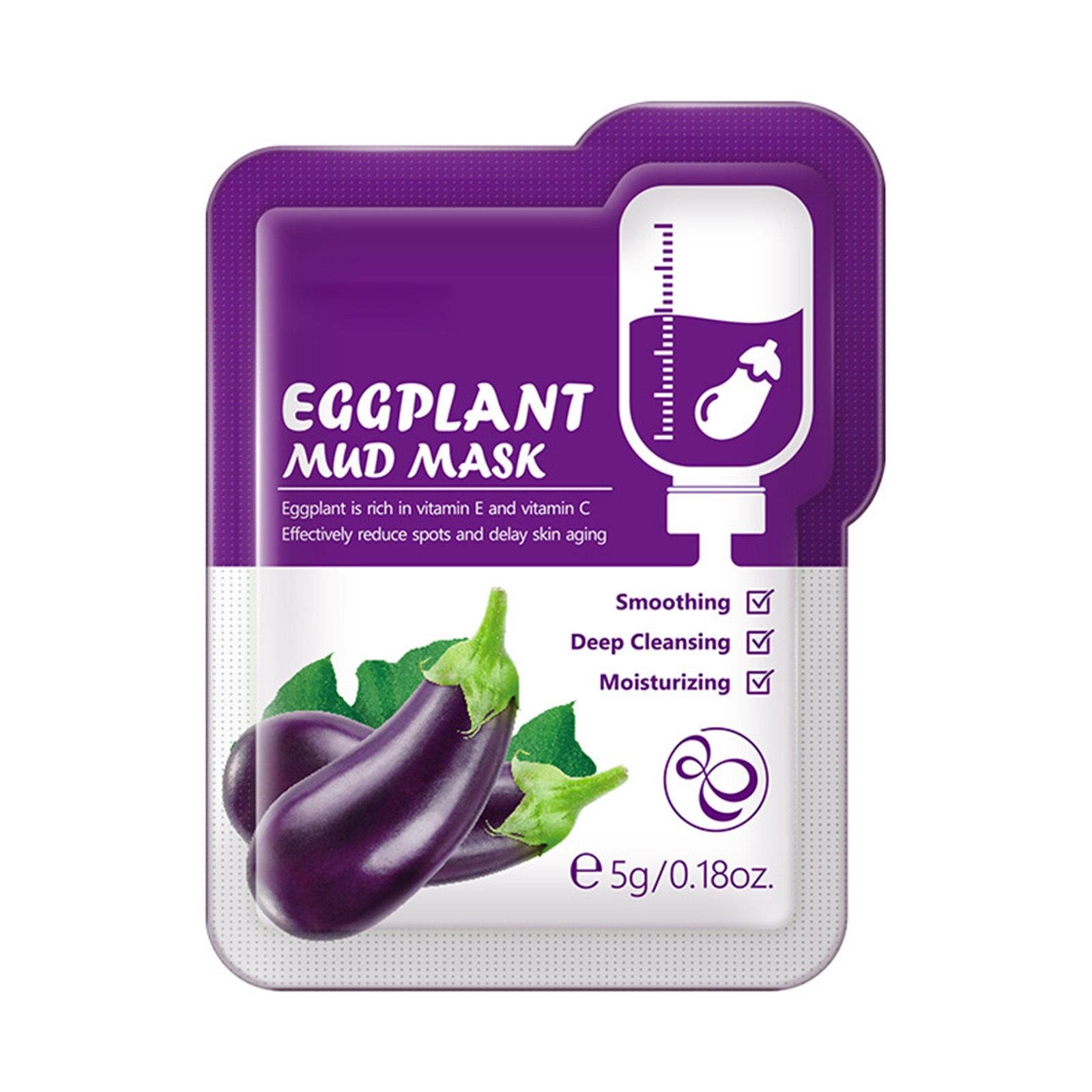 

Eggplant Clay Facial Mask Deep Cleansing Mud Mask for Smooth Skin Hydrating Refining Pores Gentle Skin Care One Size