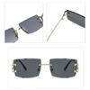 Neue Luxus-Hochwertige 2025 Rahmenlose Cut Farbige Gläser UV400 Sonnenbrille Modische Quadratische Metallbügel Brillen für Damen und Herren