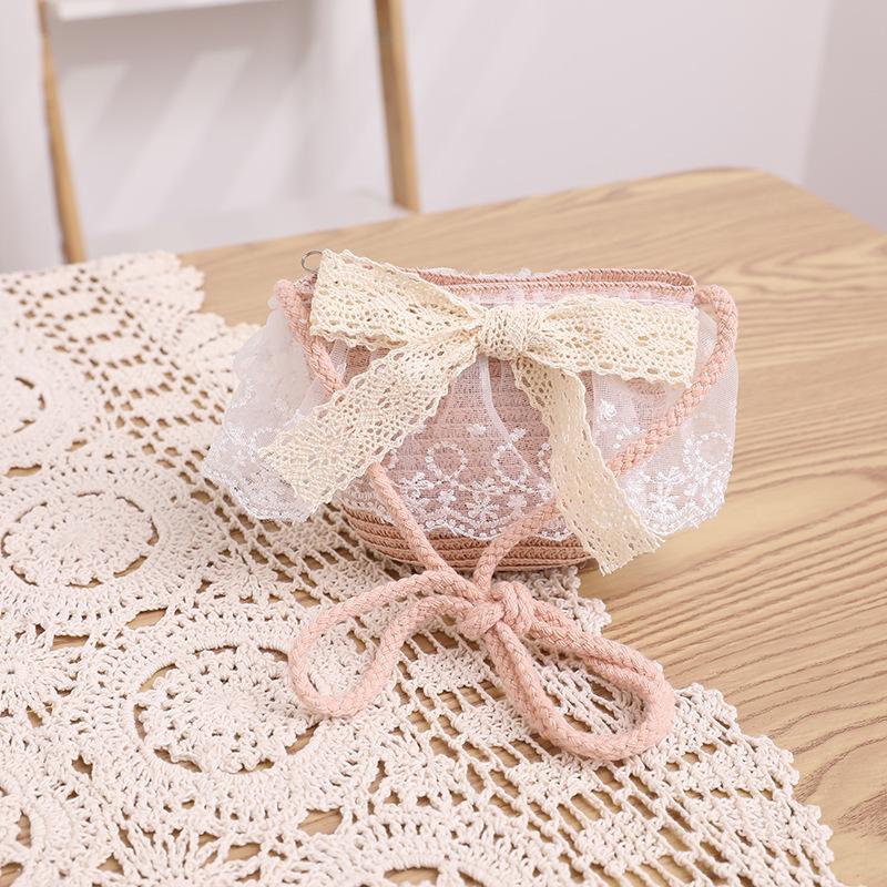 Kids Girls Flower Summer Caps Fashion Children Sunscreen Sun Hat Straw Hat Bag for Beach Baby Accessories for 2-8 Years Kids