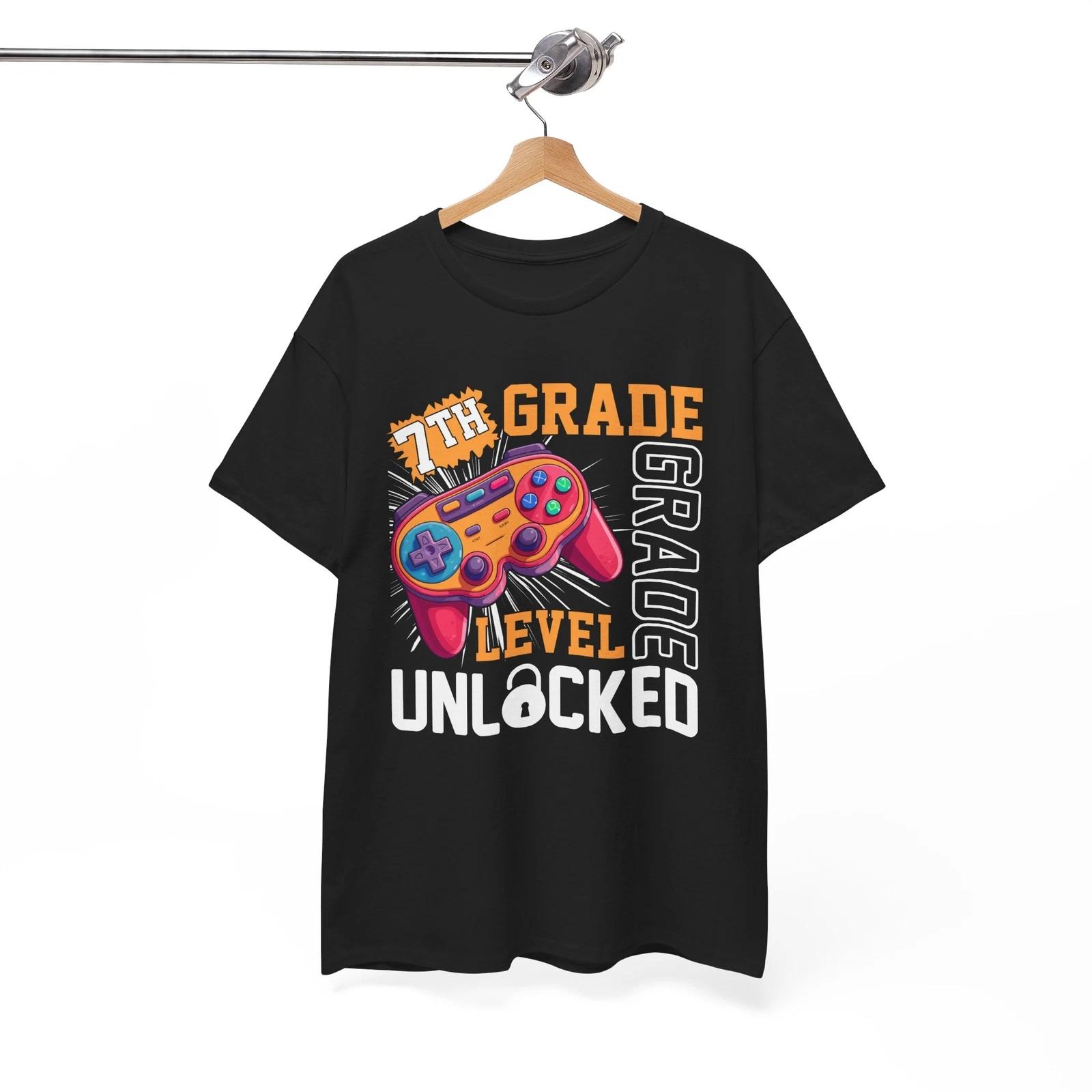 7th Grade Level unlocked T-Shirt | Funny Gamer Tee | Best Gaming Shirt 4XL