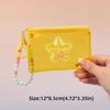 Portable Quicksand Coin Purse PVC Transparent Student Card Holder with Beaded Lanyard Colorful Travel Storage Bag