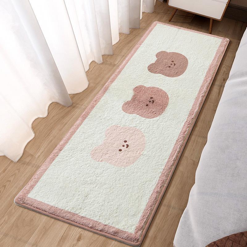 Bedroom Bed Rug Cartoon Ins Wind Bed In Front of Small Mat Living Room Room Long Oval Thick Bed Blanket