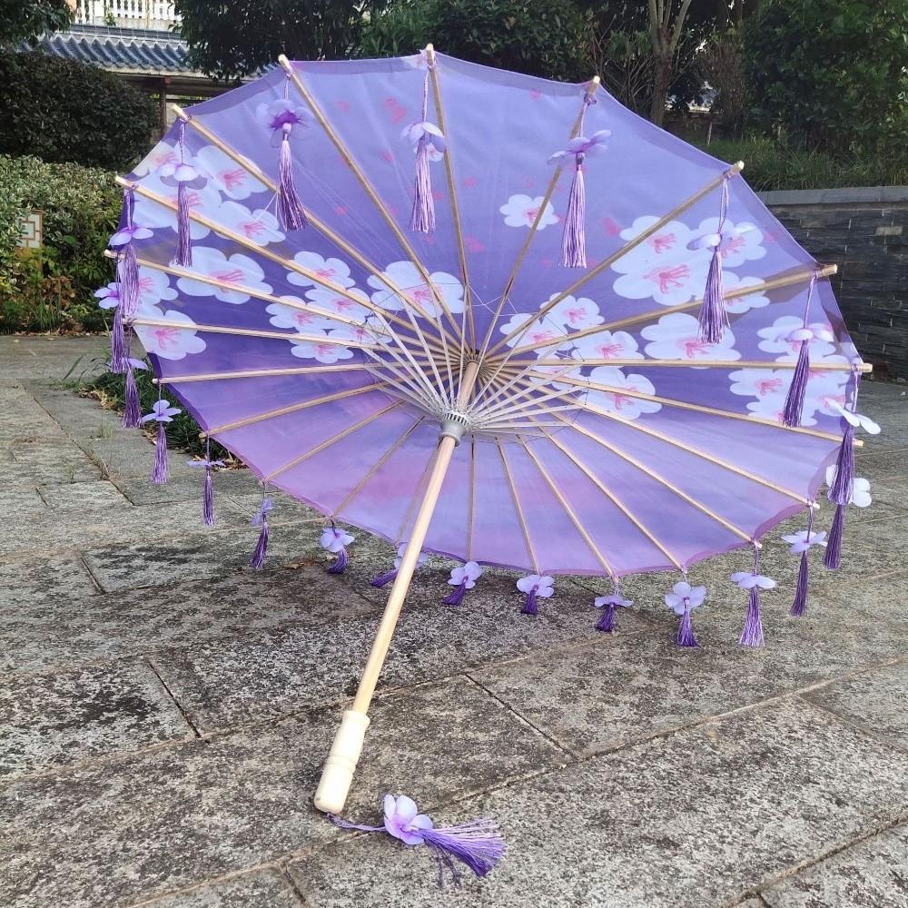 Embroidery Tassel Decorative Umbrella Large 82cm Ribbon Umbrella Flower Girl Umbrella Photo Prop