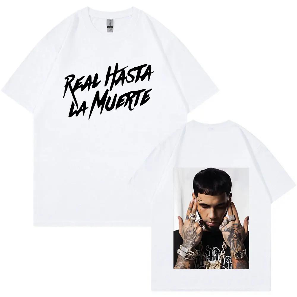 Rapper Anuel AA Real Hasta La Muerte Stil Lässiges T-Shirt Modisches HipHop Retro T-Shirt Geeignet für Damen Herren Kleidung
