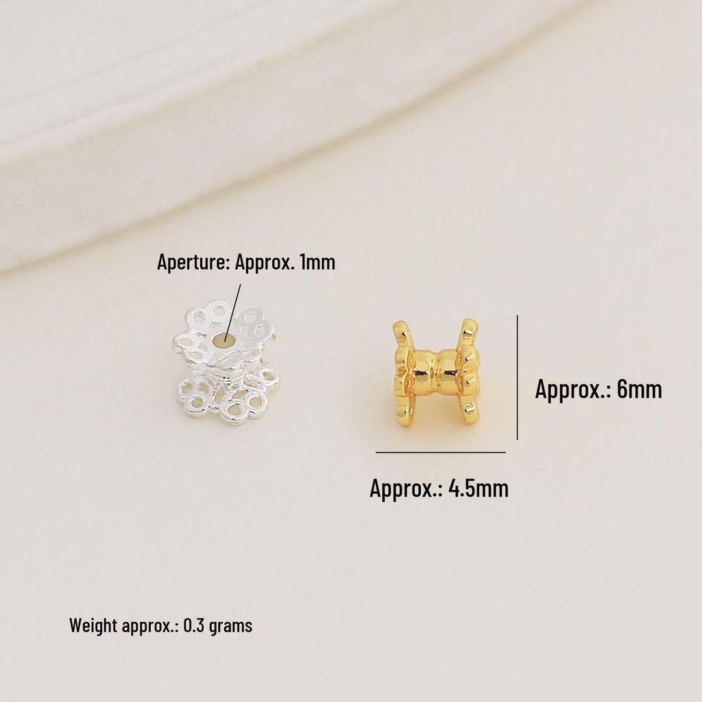18k Gold-Filled Color-Preserving Hollow Waist Flower Spacer Beads for DIY Double-Sided Crystal Bracelet Jewelry