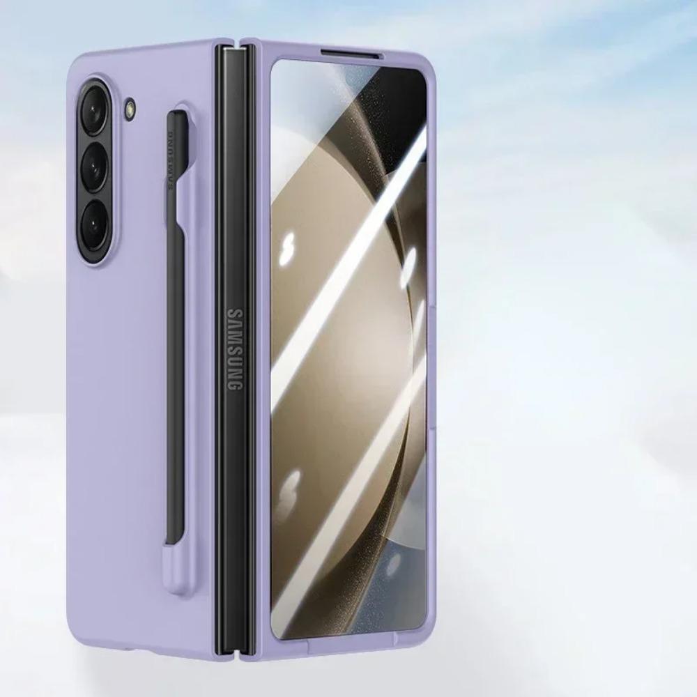 Ultra Thin Matte Solid Color with S Pen Holder Phone Case for Samsung Galaxy Z Fold 7 6 5 Slim Screen Shockproof Protect Cover