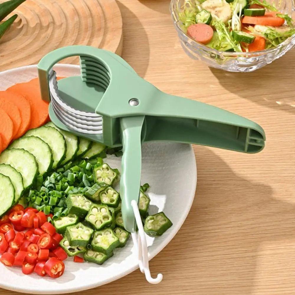 Stainless Steel Portable Salad Cutter Non-slip Handle Fruit Chopping Tool Kitchen Gadgets