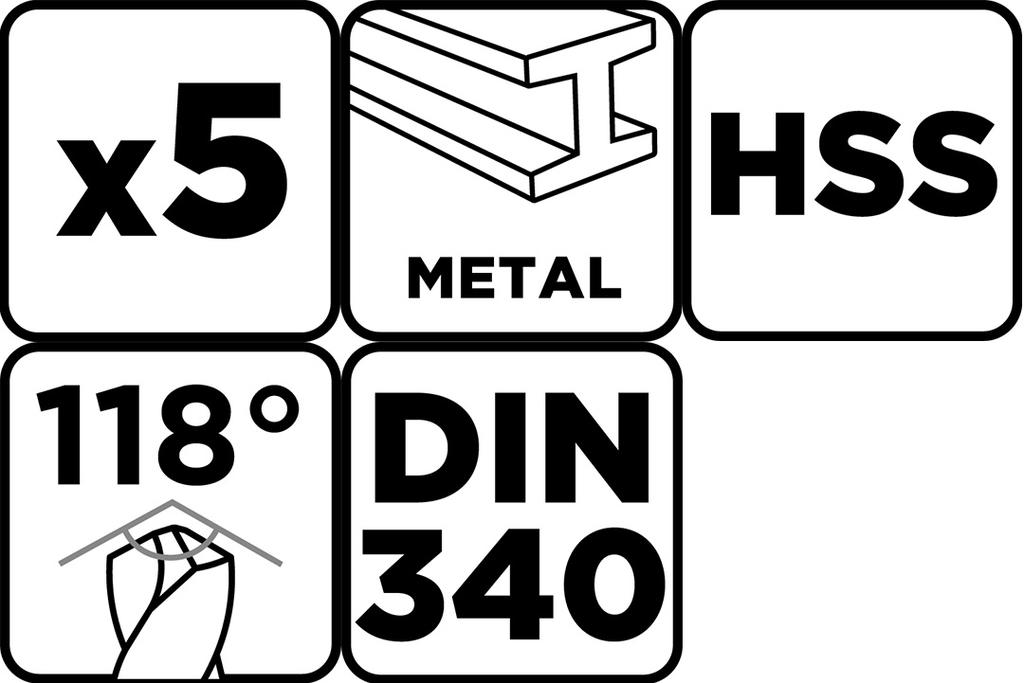 Wiertła do metalu HSS, 4 - 10 mm, zestaw 5 szt.
