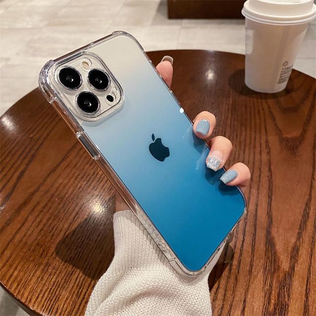 

Прозрачный градиентный чехол цвета радуги для Iphone 13 12 11 Pro Max X Xr Xs, жесткий акриловый противоударный чехол с кристаллами, капа For iPhone 13