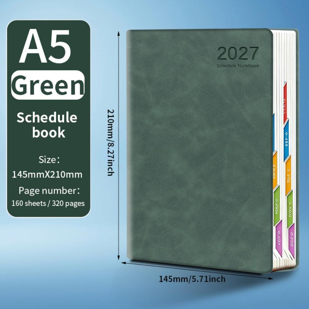 Portable A5 2027 Planner with Monthly & Weekly Plan Pages 365 Days Agenda Book Efficiency Schedule Notebook School Office