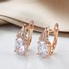 Luxury Bride Wedding Earring Fashion  Rose Gold Blue Natural Zircon Drop Earring Fine Vintage Jewelry Crystal Gift