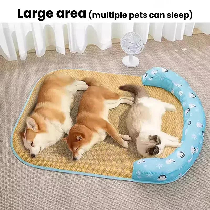 Dog Sleeping Mat with Neck Support Anti-Slip Breathable Summer Cooling Small Cat Pet Bed Mat Puppy Kennel Pet Accessories New