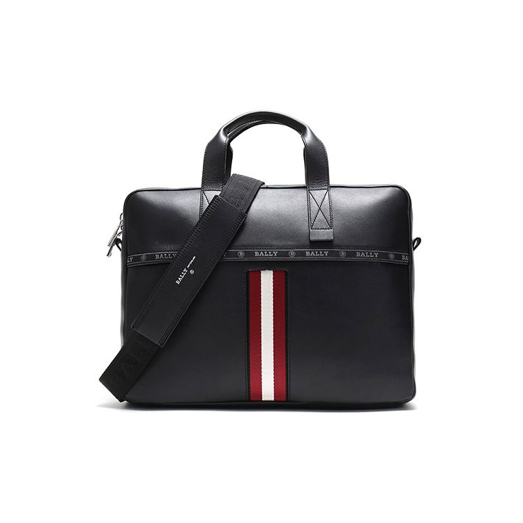 

Bally Highpoint Red And White Striped Tote Briefcase Leather Shoulder Crossbody Laptop Bag Men Bags Black HEKTOR-10 Basic Set (Bag+Dust Bag)