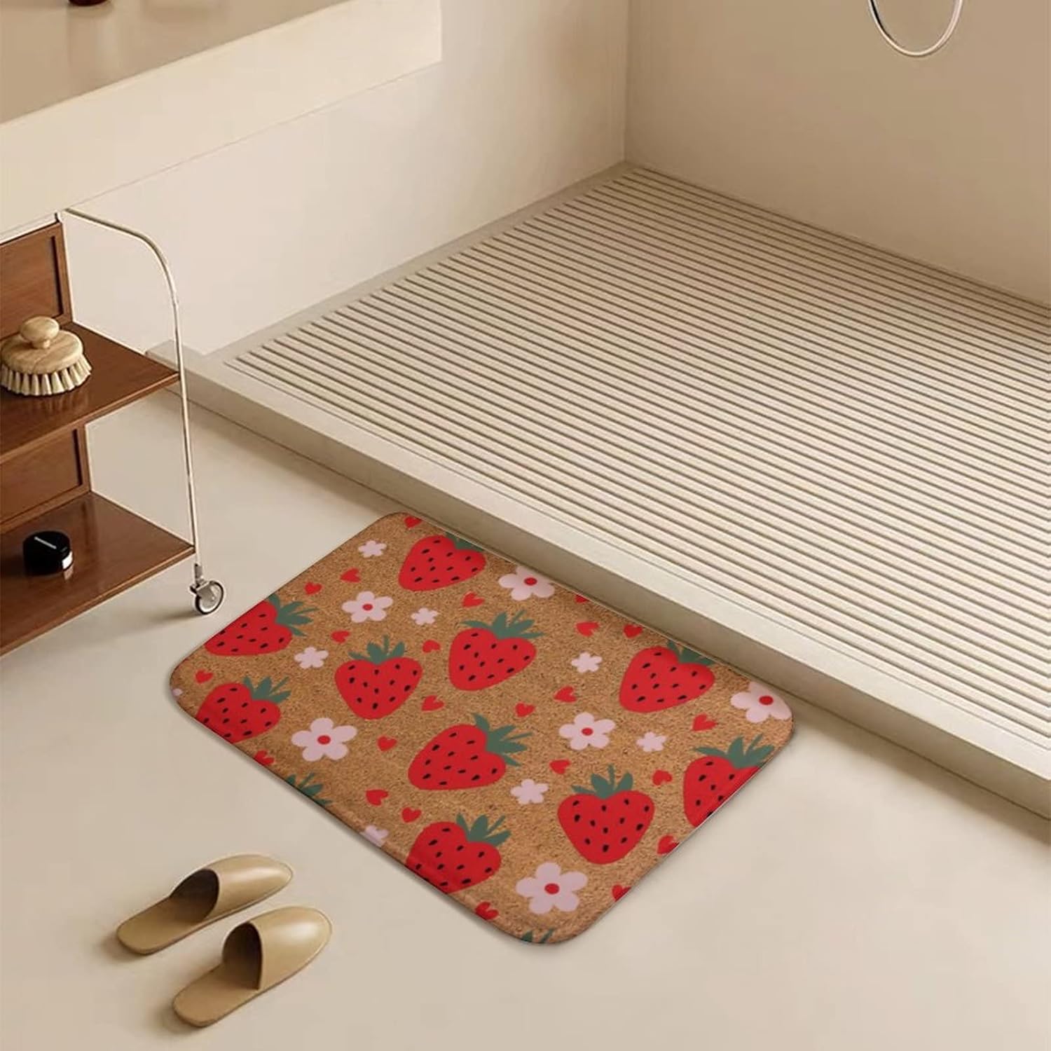

Дверной коврик Strawberry Hearts, Цветочный весенне-летний приветственный коврик, Коврик для внутренней входной/задней двери, Ковер из кораллового бархата 16 x24