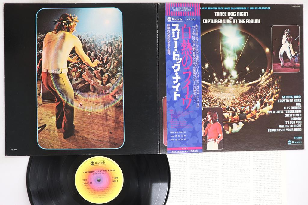 LP Record THREE DOG NIGHT - Captured Live At The Forum YQ8021AB ABC 1976 Japan Obi Rock Used