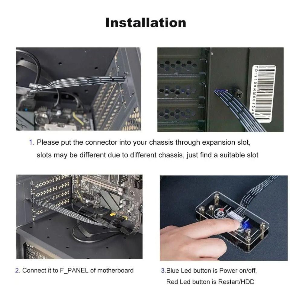 Transparent PC Power Switch Acrylic Power Button External Power Supply  Desktop Computer