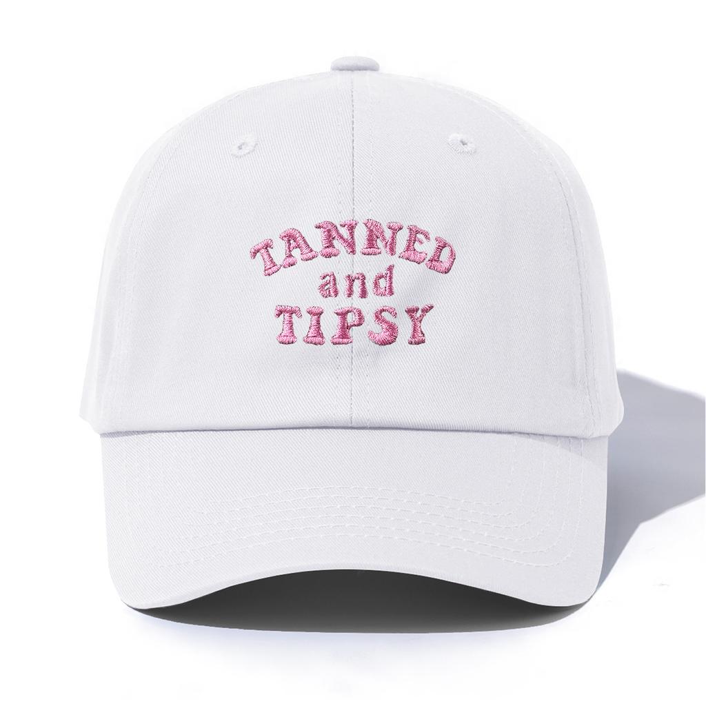 1pc Tanned and Tipsy Embroidery Baseball Cap for Adults,Minimalist Retro Style Casual Soft Adjustable Dad Hat,Perfect As Gift