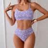 Women's Floral Spaghetti Strap High Waist Bikini Set