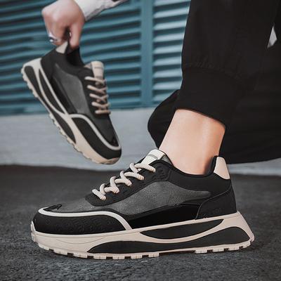 Tendência de outono e inverno, combinando cores, calçados casuais masculinos quentes e grossos, novos calçados esportivos de corrida masculinos de sola grossa e cano baixo