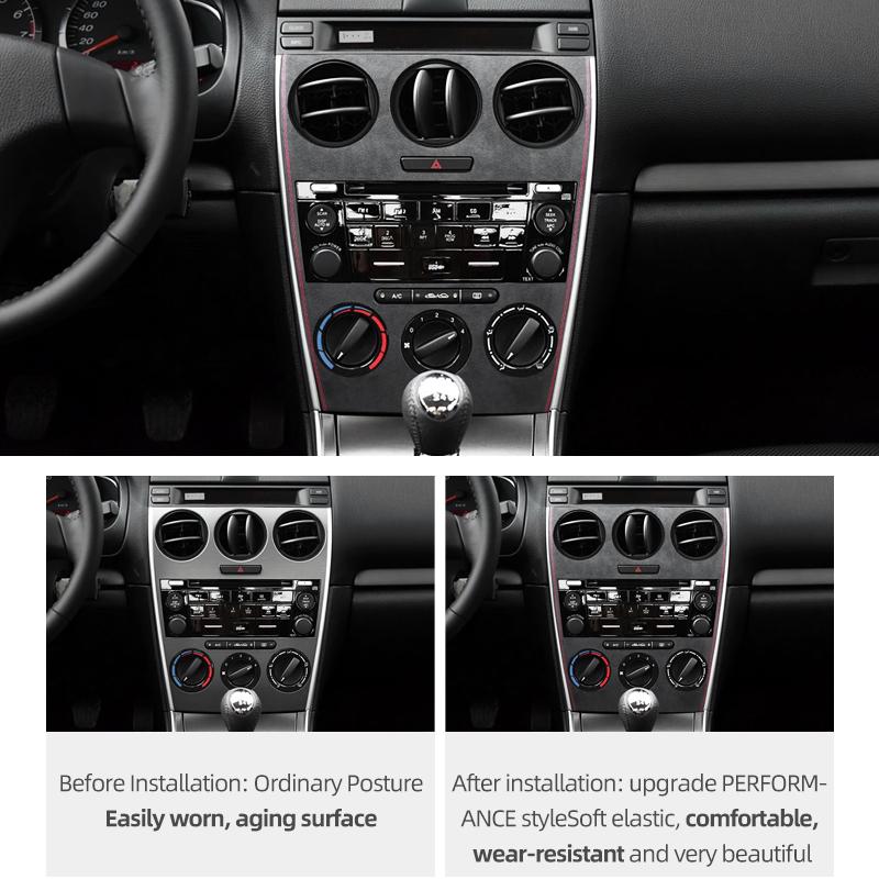 Betterhumz For Mazda 6 2006-2015 Made of Alcantara Center Console Air Outlet Radio Trim Stickers Tuning Car Interior Accessories