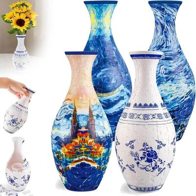 Flower Arrangements 3D Art Puzzle Vase DIY Arts Puzzle Kit 3D Puzzlef Flower Vase  for Adults