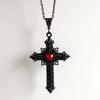 Collana Ciondolo Croce Grande Nera Cristalli Rossi Intarsio Stile Celtico Vittoriano per Uomini Donne Gotico Punk Gioielli per Festa di Halloween
