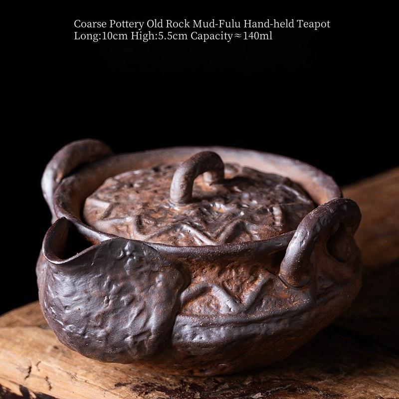 

140ml Coarse Pottery Old Rock Mud-Fulu Hand-held Teapot Tea Bowl Single High-End Tea Pot Tea Maker Household KungFu Tea Ceremony