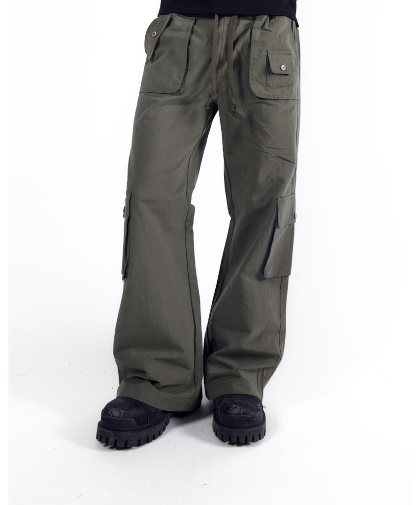 AAKAM Flare Cargo Pocket Pants (Khaki)