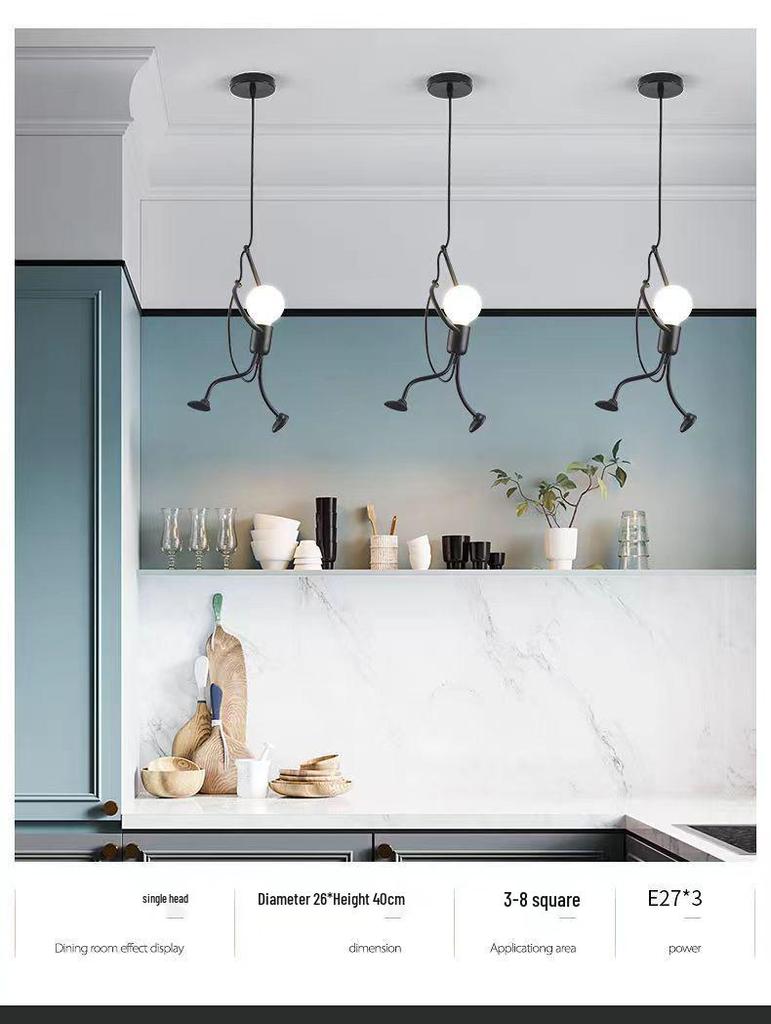 Nordic Wrought Iron Pendant Light - Retro Modern Art for Cafe or Boutique Decor