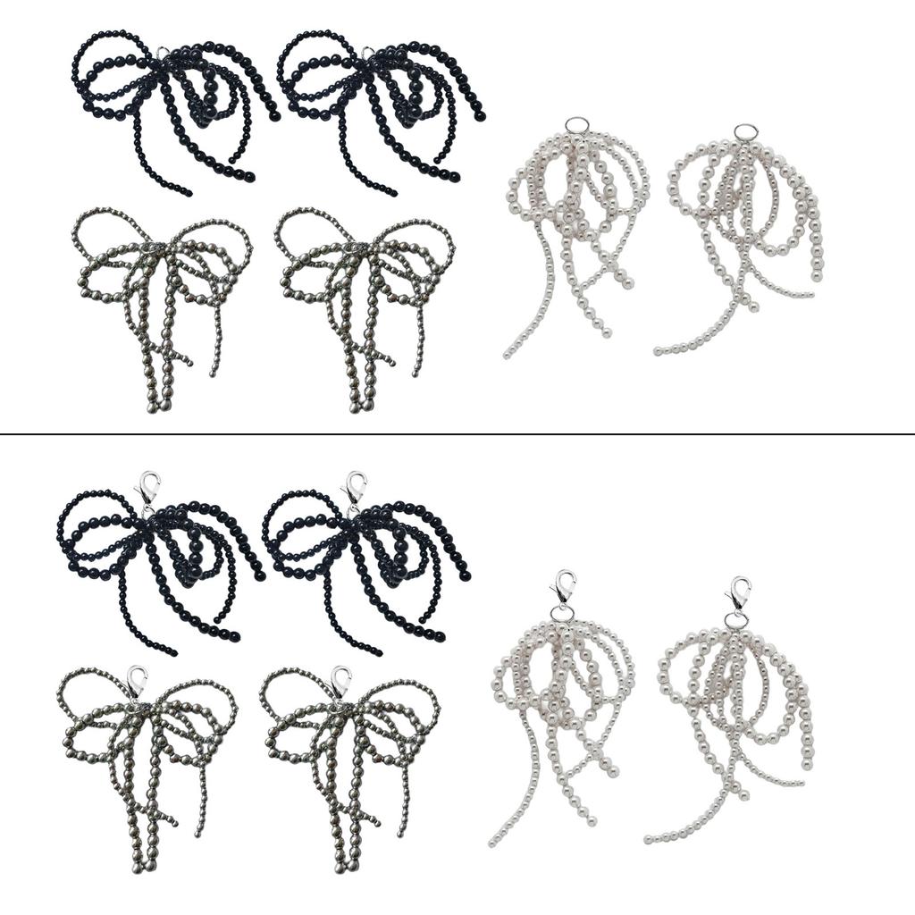 6Pcs Beaded Pearls Bowknot Shoe Buckles Stylish Butterfly Footwear Decorations Unique Shoe Accessories for Women