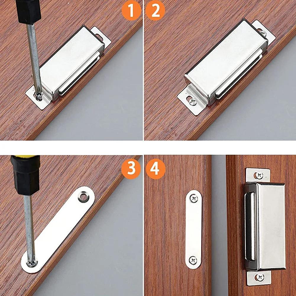 Magnetic Door Catch Strong Heavy Duty Cupboard Magnets Kitchen Cabinet Catches Magnet Latches Stainless Steel For Door Cupboard