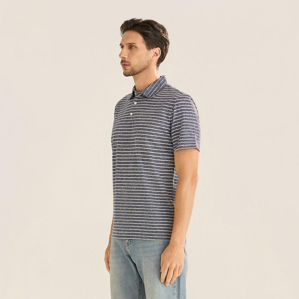 FERRAROMILANO Monotone Striped Short Sleeve Collared T-Shirt Navy (Am0Gtty21049)