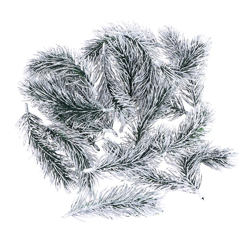 20Pcs Artificial White Flocking Plants Pine Branches Christmas Tree Decoration Festive Wedding DIY Bouquet Home Party Ornaments