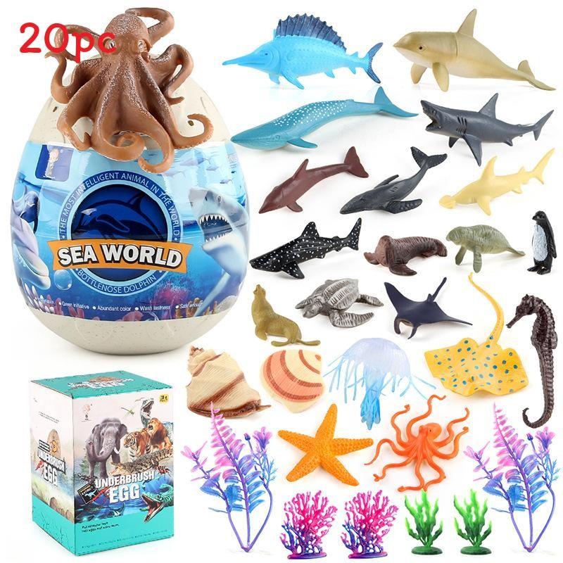 Dolphins Sharke Penguins Children Marine Animal Figures Set Model Toys Decor