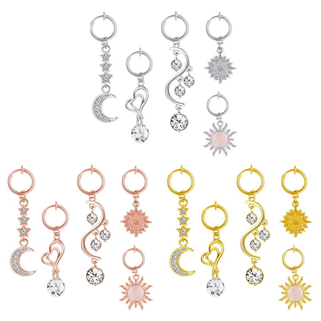 5 Pcs Stainless Steel Fake Belly Button Rings Dangle Non Piercing Belly Button