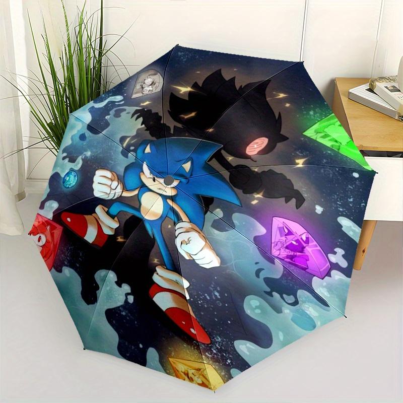 

Sonic The Hedgehog Series Automatic Opening and Closing Umbrella, Lightweight 3-Fold, With Cute Cartoon Characters, Suitable for Home, Outdoor and Dai