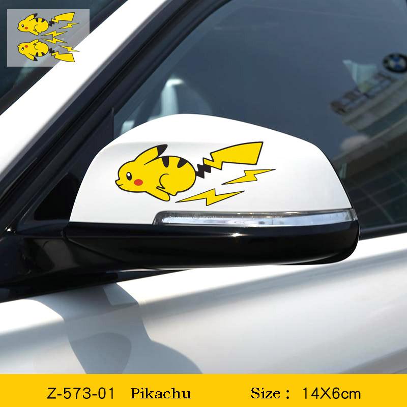 Kawaii Pokemon Pikachu Araba Çıkartmaları Karikatür Stilinde Su Geçirmez Otomatik Cam Sürüş Aynası Çıkartmaları Araba Ön Cam Süslemeleri