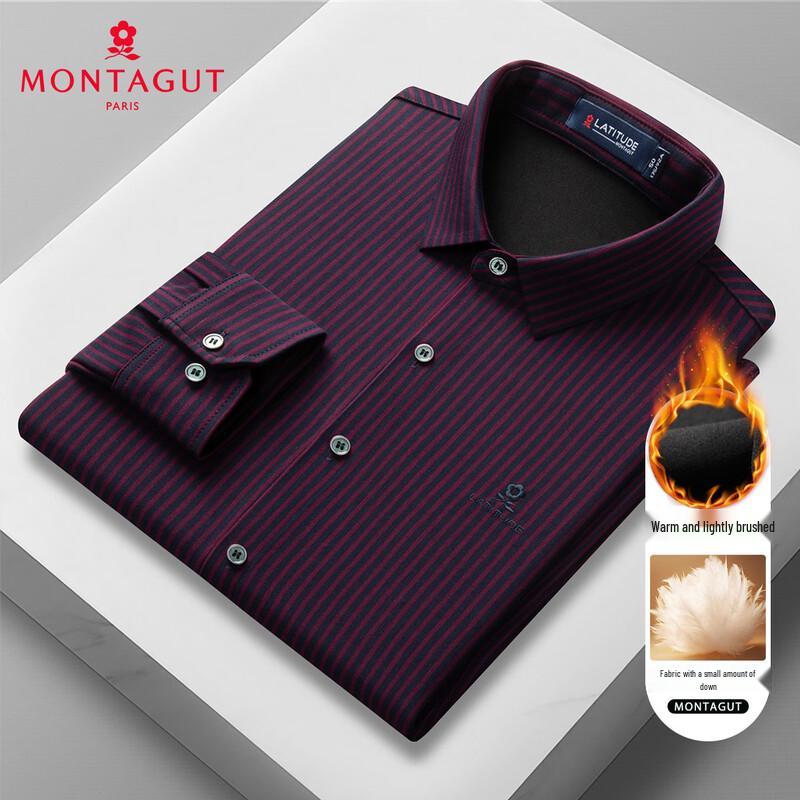 

MONTAGUT Men s Thickened Brushed Warm Long-Sleeve Shirt 54