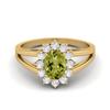 7X5MM Oval Shape Peridot 925 Sterling Silver Gold Vermeil Split Shank Women Wedding Ring