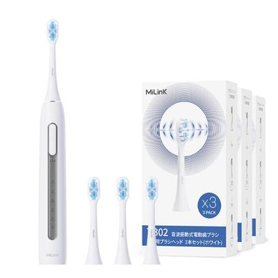 MiLink TB02 Electric 12 Replacement Brush 5 Brushing Quiet Timer For Adults and DuPont White Toothbrush, Set, Modes, Waterproof, Design, Function,