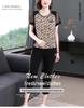 Summer 2023 Women's Mesh Splicing Short-Sleeve Cropped Pants Set - Fashionable Large Size Mother's Suit
