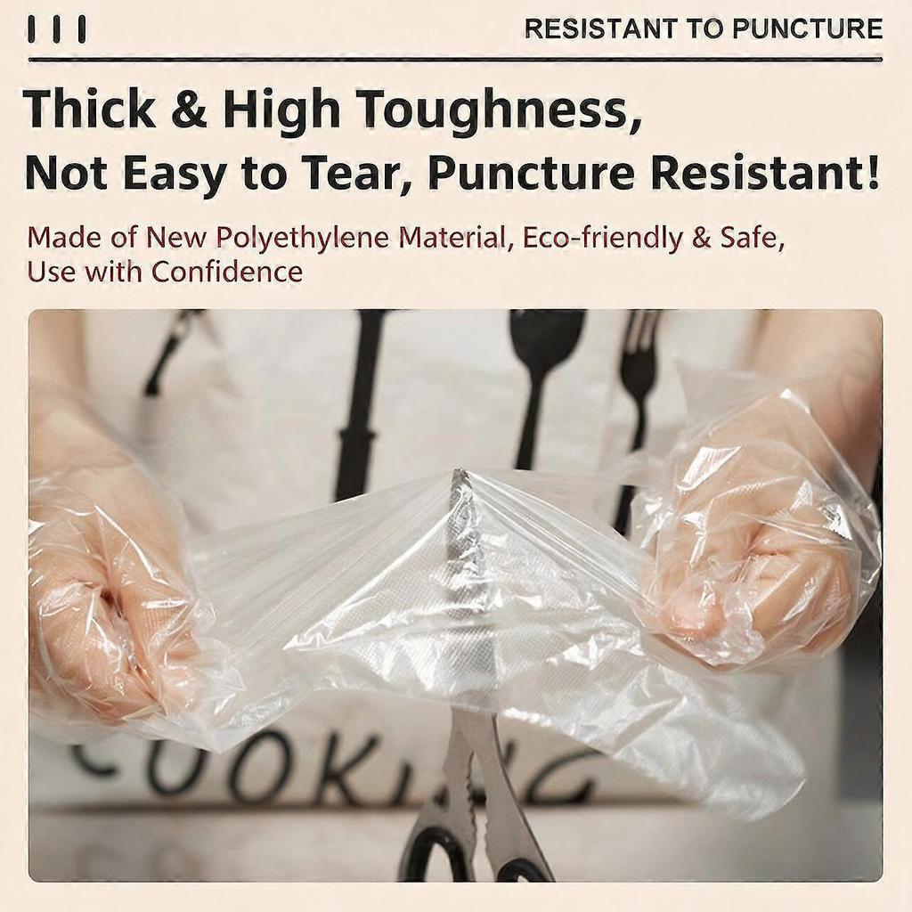 100Pcs Disposable Transparent PE Plastic Gloves, Cleaning Gloves for Barbecuing, Cooking, and Baking, No Need To Wash Hands