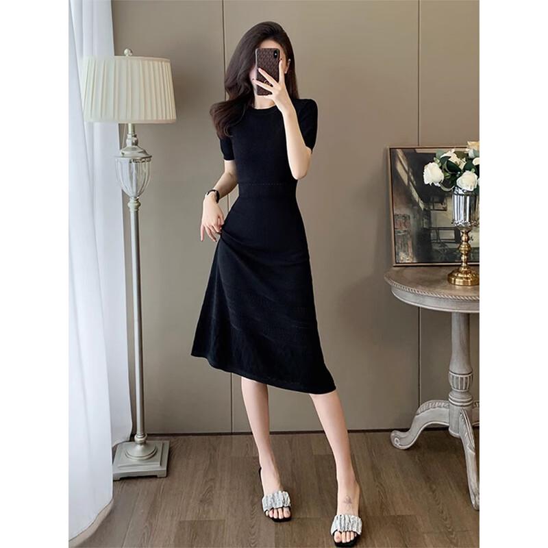 JK&JS Women's Short Sleeve Knitted A-Line Dress